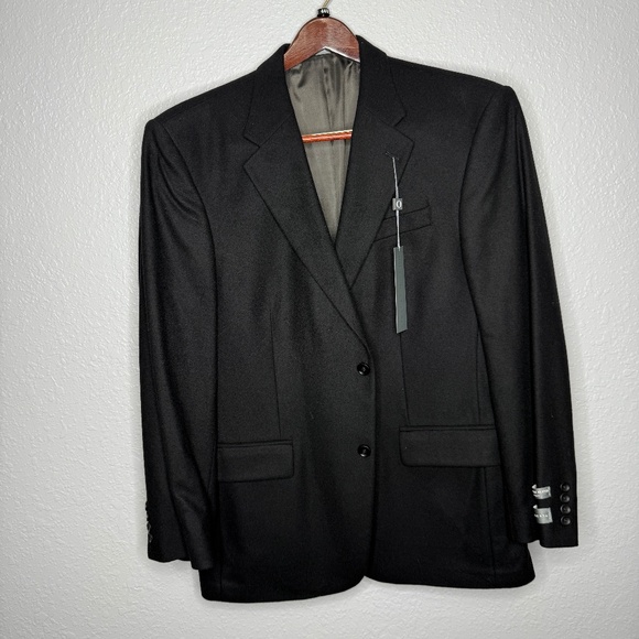 NWT Oscar De La Renta Ultralux Cashmere Blend Black 2 button Blazer sport coat - Picture 1 of 8